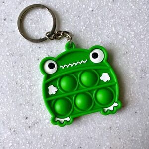 Green Frog Pop It Fidget Toy Keychain Silicone Sensory Stress Relief Accessory